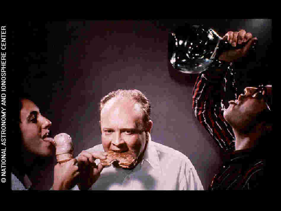 Demonstration of licking, eating and drinking