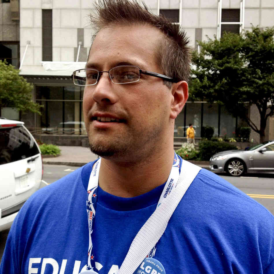 Delegate Mike Evans, 34, is a high school teacher in Missouri. Delegate Mike Evans, 34, is a high school teacher in Missouri.