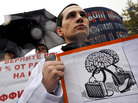 Russia is suffering from an exodus of educated, talented citizens, including scientists. Here, scientists rally in Moscow to demand the government increase funding for science last October. Russia is suffering from an exodus of educated, talented citizens, including scientists. Here, scientists rally in Moscow to demand the government increase funding for science last October.