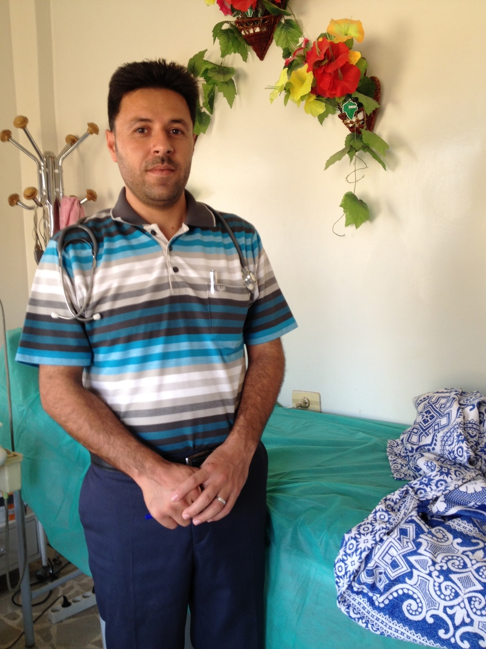 Dr. Mahmoud Hasson, a specialist in internal medicine, runs a new hospital in the Syrian village of Kfar Ghan, a protected area along the border with Turkey. The Turkish government warned that any Syrian military aircraft near the border would be a target.