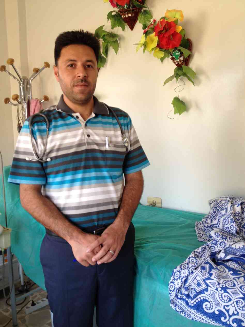 Dr. Mahmoud Hasson, a specialist in internal medicine, runs a new hospital in the Syrian village of Kfar Ghan, a protected area along the border with Turkey. The Turkish government warned that any Syrian military aircraft near the border would be a target.