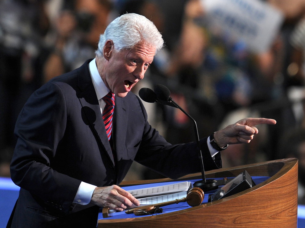 Former President Bill Clinton delivers remarks at the Democratic National Convention in Charlotte, N.C., on Wednesday.