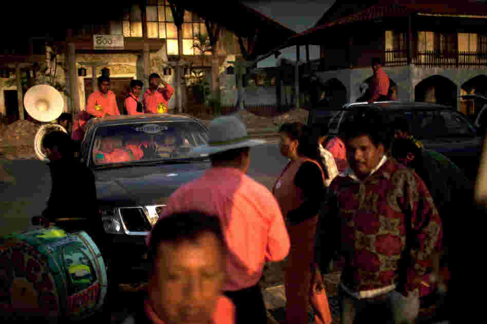 The town of Ascencion de Guarayos is the gateway to the Amazon jungle in Santa Cruz province. Here, brass band musicians walk on the streets during a festival.