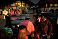 The town of Ascencion de Guarayos is the gateway to the Amazon jungle in Santa Cruz province. Here, brass band musicians walk on the streets during a festival.