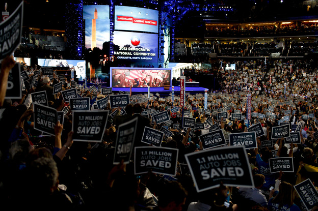 The second night of the Democratic National Convention focused heavily on the economy. Supporters and delegates cheered loudly for United Auto Workers President Bob King.