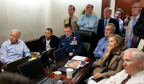 President Obama and other members of his national security team monitored the mission that ended with the death of Osama bin Laden in May 2011. President Obama and other members of his national security team monitored the mission that ended with the death of Osama bin Laden in May 2011.