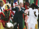 President George W. Bush dances with members of the KanKouran West African Dance Company during a Rose Garden event to mark Malaria Awareness Day at the White House on April 25, 2007. President George W. Bush dances with members of the KanKouran West African Dance Company during a Rose Garden event to mark Malaria Awareness Day at the White House on April 25, 2007.