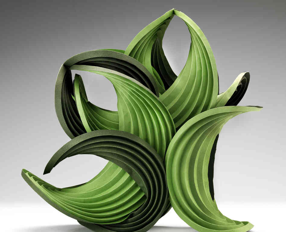 Green Balance is a 2011 work by Erik Demaine and his father, Martin Demaine. As a scientist, Erik Demaine says he works to "explore curved creased folding from both a mathematical and an artistic perspective."