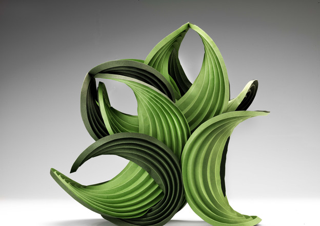 Green Balance is a 2011 work by Erik Demaine and his father, Martin Demaine. As a scientist, Erik Demaine says he works to "explore curved creased folding from both a mathematical and an artistic perspective."