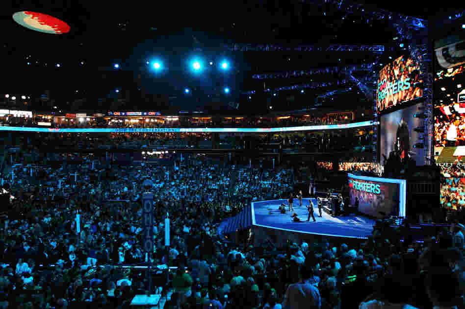 The Foo Fighters perform during the convention. Marc Anthony, Mary J. Blige and James Taylor also performed to a lively audience.