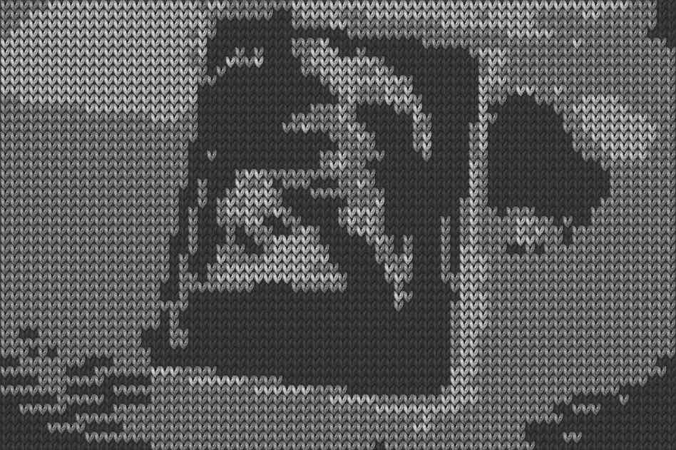 Cat Mazza's Knit for Defense is a nine-minute, black-and-white video made from footage of 20th century conflicts. The war footage is rendered with software that makes each pixel look like a knitted stitch. "For me, 9/11 made a huge impact and had an impact on this piece as well," she says.
