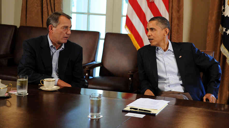 August 2011: President Obama (right) and House Speaker John Boehner at the White House as they and other lawmakers worked to head off a government shutdown that loomed.