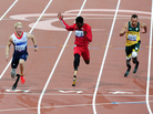 Bronze medalist Arnu Fourie of South Africa (from left), gold medalist Jonnie Peacock of Great Britain, silver medalist Richard Browne of the United States and Oscar Pistorius of South Africa cross the line in the Men's 100m - T44 Final at London's Olympic Stadium. Bronze medalist Arnu Fourie of South Africa (from left), gold medalist Jonnie Peacock of Great Britain, silver medalist Richard Browne of the United States and Oscar Pistorius of South Africa cross the line in the Men's 100m - T44 Final at London's Olympic Stadium.
