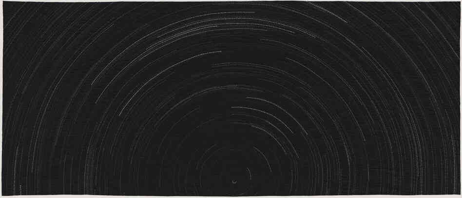 Anna Von Mertens made a series of quilts depicting what the night sky looked like if you looked up during a moment of terrible violence in American history. Above, 2:45 a.m. Until Sunrise on Tet, the Lunar New Year, January 31, 1968, U.S. Embassy, Saigon, Vietnam (Looking North). Anna Von Mertens made a series of quilts depicting what the night sky looked like if you looked up during a moment of terrible violence in American history. Above, 2:45 a.m. Until Sunrise on Tet, the Lunar New Year, January 31, 1968, U.S. Embassy, Saigon, Vietnam (Looking North).