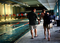 Synder and Loeffler head to the showers after training.