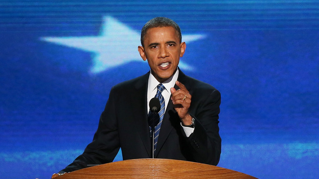 President Obama speaks Thursday at the Democratic National Convention.