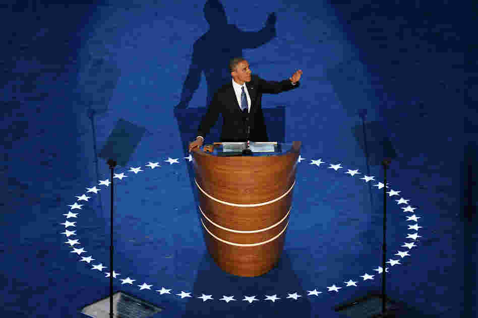 President Obama accepts the Democratic nomination for president at Time Warner Cable Arena on Thursday.