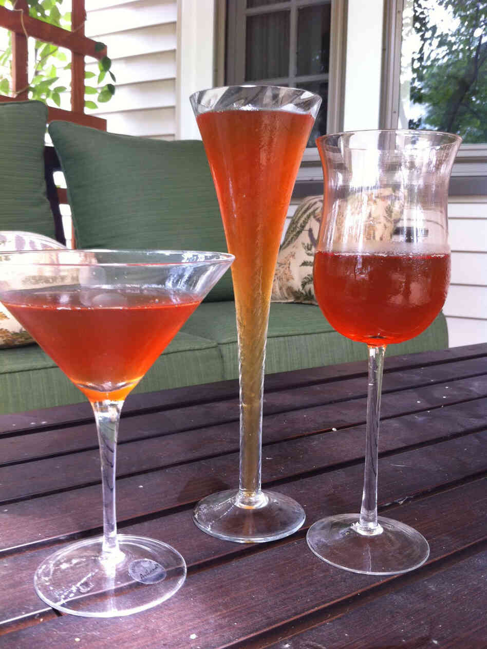 Question: Which one of these glasses contains the most liquid? Answer: None. Each of them contains 4 oz. of iced tea.