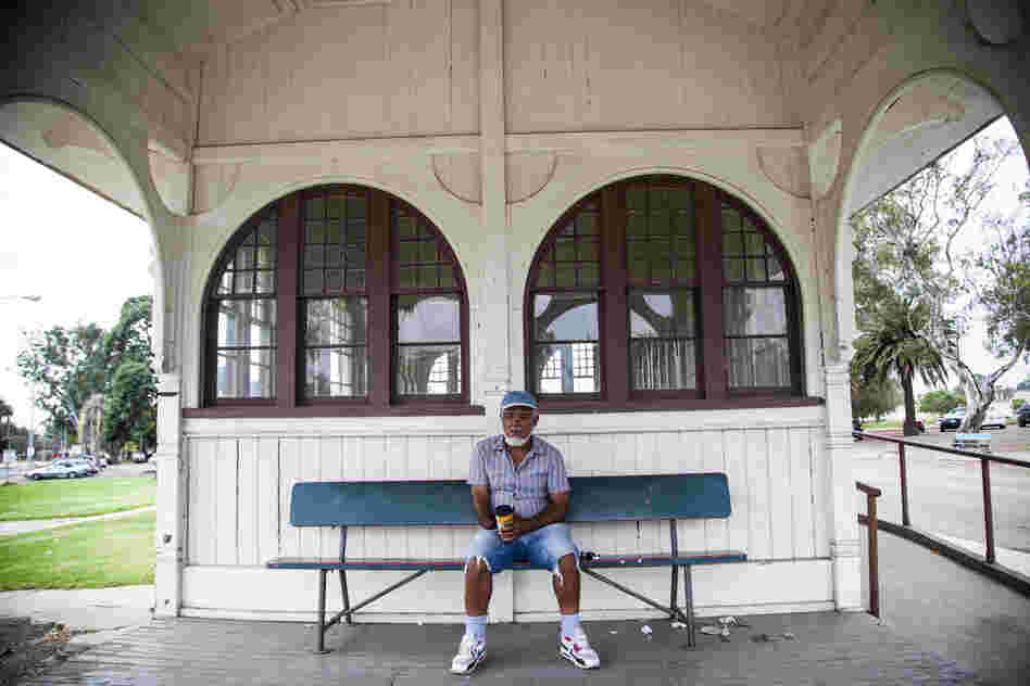 Conly Mims, 59, a Marine Corps veteran, is seen in the old trolley building. Mims participates in the Salvation Army Haven Program, which caters to veterans struggling with a variety of complex problems such as a shortage of housing and chronic medical issues.
