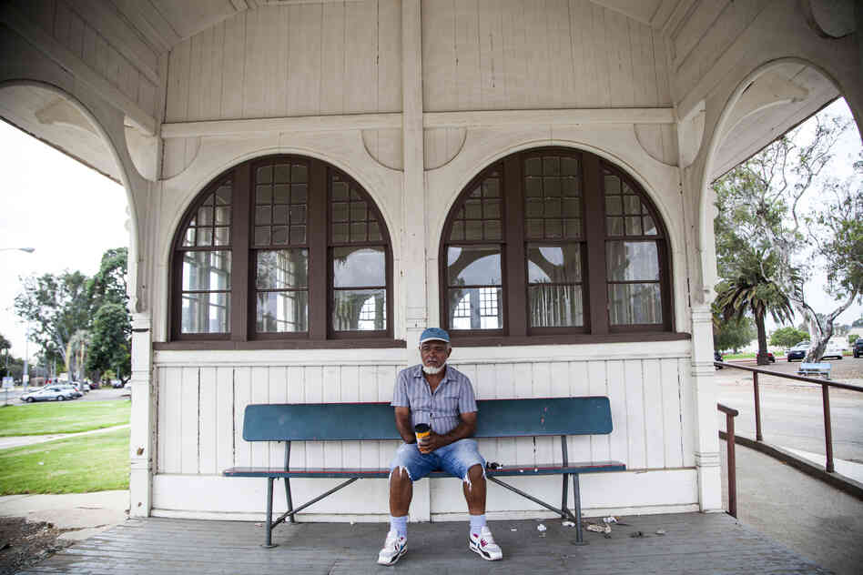 Conly Mims, 59, a Marine Corps veteran, is seen in the old trolley building. Mims participates in the Salvation Army Haven Program, which caters to veterans struggling with a variety of complex problems such as a shortage of housing and chronic medical issues.