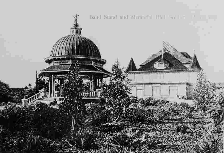 The Band Stand and Memorial Hall, circa 1900.
