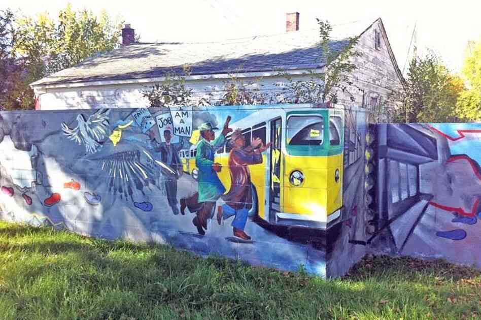 Part of the wall that was built in 1940 has since been painted over with a mural.