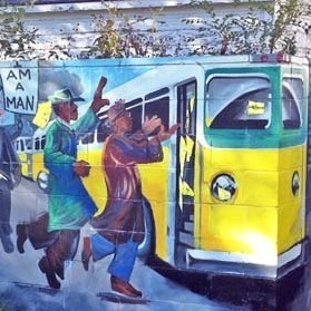 Part of the wall that was built in 1940 has since been painted over with a mural.