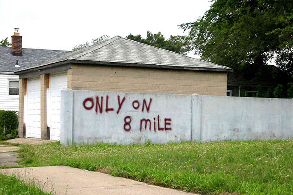 A section of the the "separation wall" is seen in Detroit.