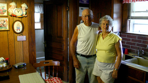 Lee and Shirley Wohler in the kitchen of their farmhouse south of Waterville, Kan.