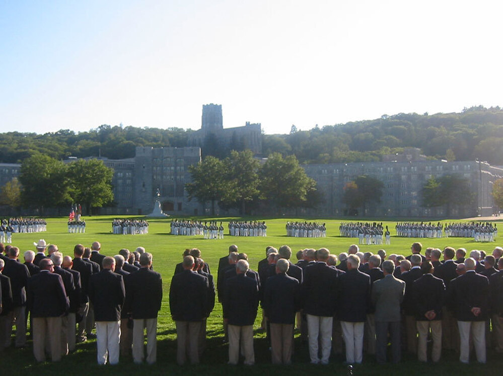 Members of West Point's class of 1965 are honored with a parade by cadets at the class's 40th reunion at the military academy in New York in 2005.