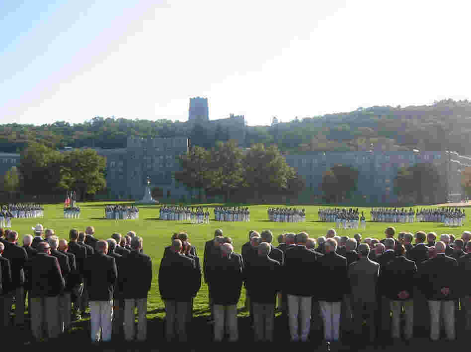 Members of West Point's class of 1965 are honored with a parade by cadets at the class's 40th reunion at the military academy in New York in 2005.