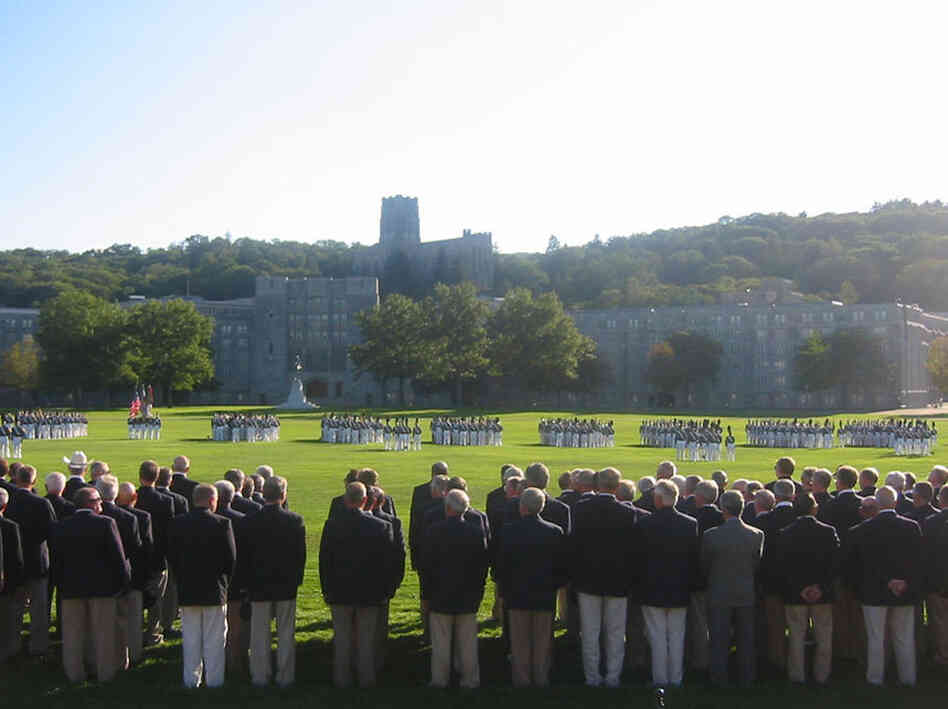 Members of West Point's class of 1965 are honored with a parade by cadets at the class's 40th reunion at the military academy in New York in 2005.