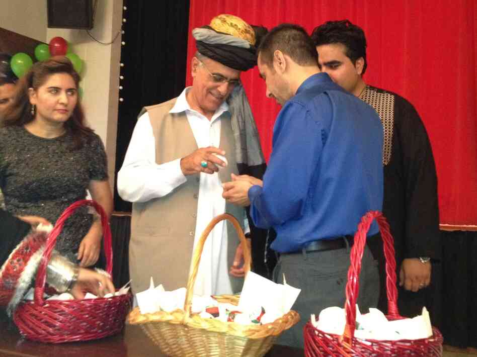 Afghan instructors demonstrate how to play a game called "egg jousting" for U.S. soldiers at Fort Campbell, Ky.