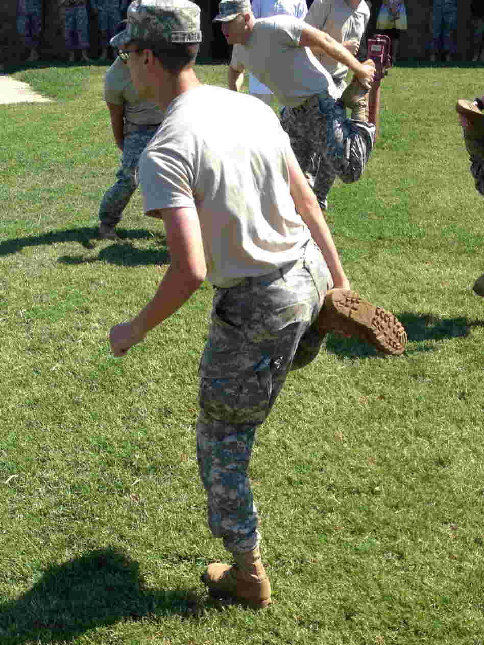 U.S. Army soldiers learn to play khosai, Afghanistan's full-contact national pastime, at Fort Campbell.