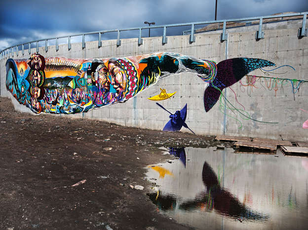 A mural in the isolated city of Iqaluit, in Canada, where food insecurity is tied up with native culture, poverty, and high food prices.