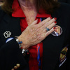 A woman recites the Pledge of Allegiance at the Republican National Convention in Tampa, Fla., on Aug. 29.