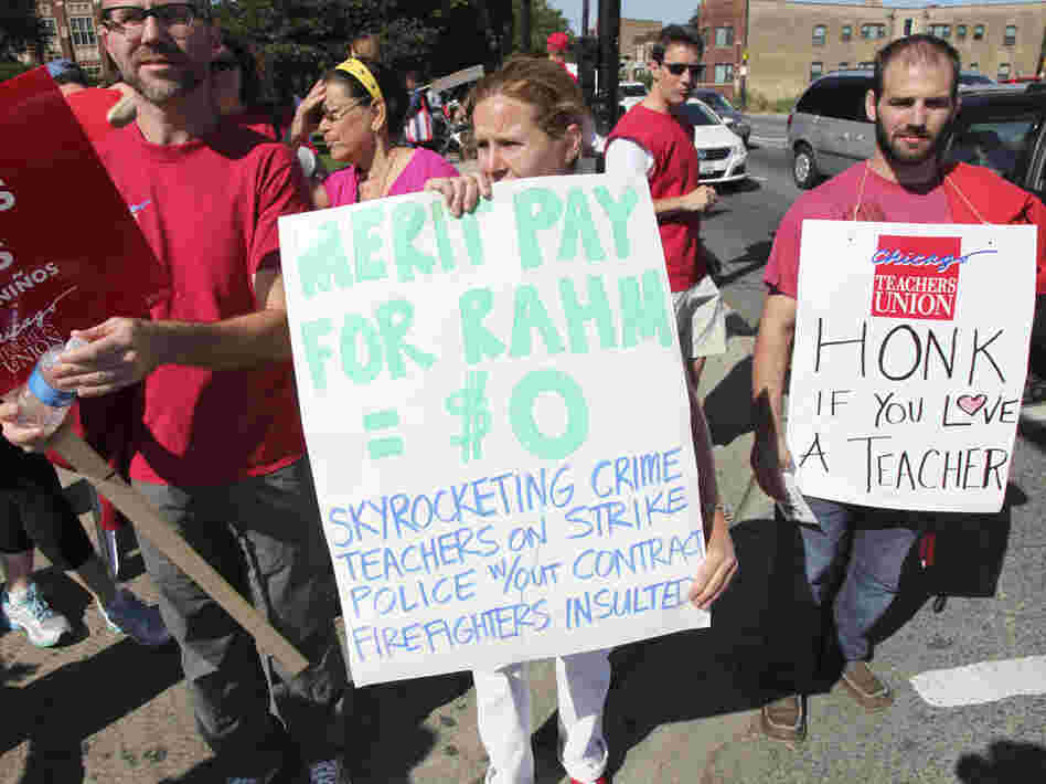 Striking Chicago public school teachers have a message for Mayor Rahm Emanuel on Tuesday.