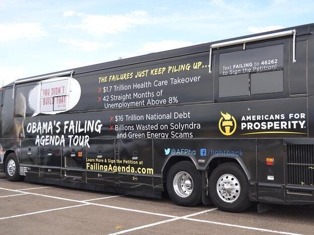 Americans for Prosperity brought its "Failing Agenda" bus tour to suburban cities in Colorado's heavily populated Front Range.