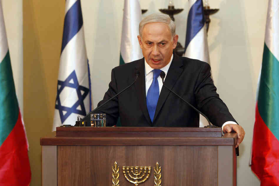 Israeli Prime Minister Benjamin Netanyahu speaks during a joint press conference with his Bulgarian counterpart Boyko Borissov, not seen, in Jerusalem on Tuesday.