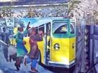 Part of the wall that was built in 1940 has since been painted over with a mural. Part of the wall that was built in 1940 has since been painted over with a mural.