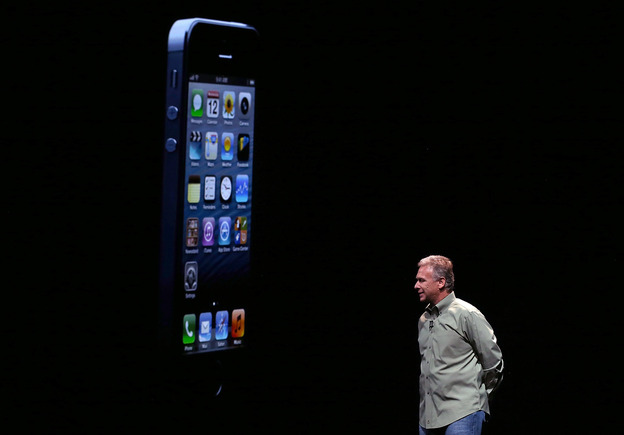 Apple Senior Vice President of Worldwide product marketing Phil Schiller announces the new iPhone 5 during an Apple special event at the Yerba Buena Center for the Arts in San Francisco, Calif.