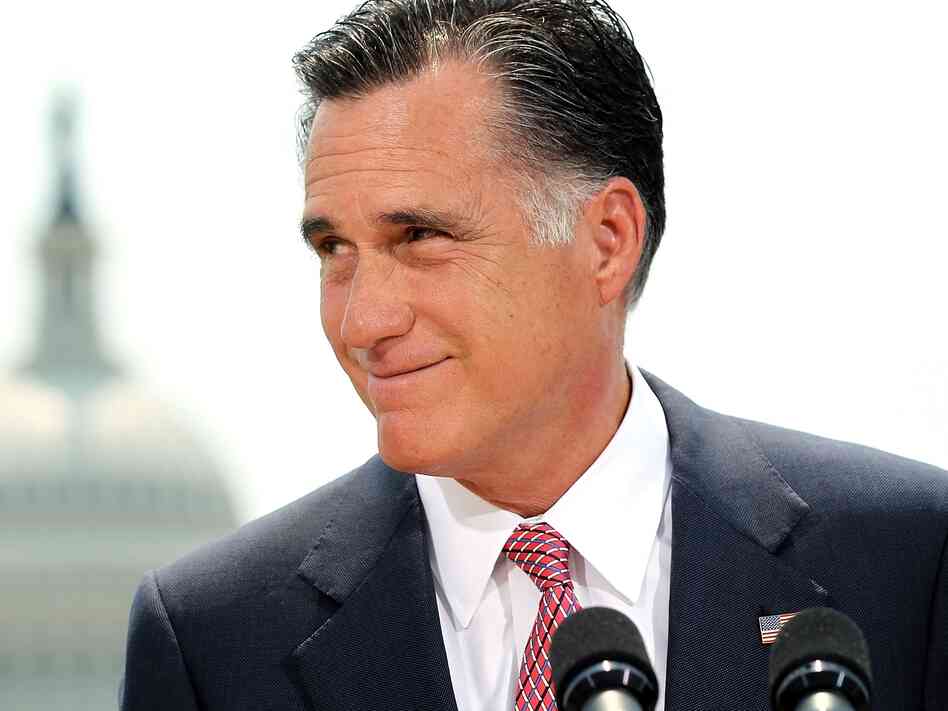 Republican U.S. Presidential candidate and former Massachusetts Governor Mitt Romney speaks in response to the U.S. Supreme Court ruling on the Affordable Healthcare Act with the U.S. Capitol in the background, June 28, 2012 in Washington, DC.