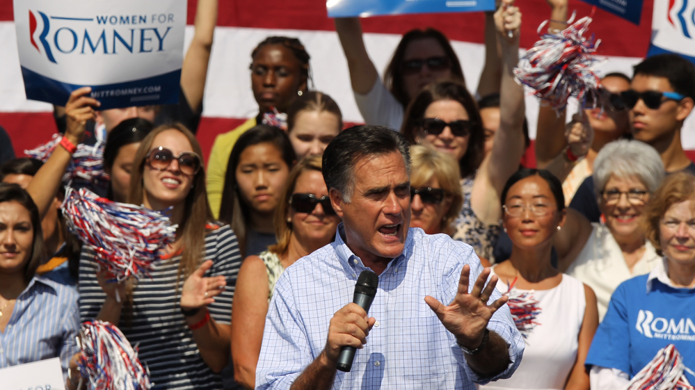 Republican presidential nominee Mitt Romney speaks Thursday in Fairfax, Va.