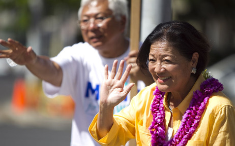 Democratic Rep. Mazie Hirono campaigns in Honolulu on Aug. 11. Democratic Rep. Mazie Hirono campaigns in Honolulu on Aug. 11.