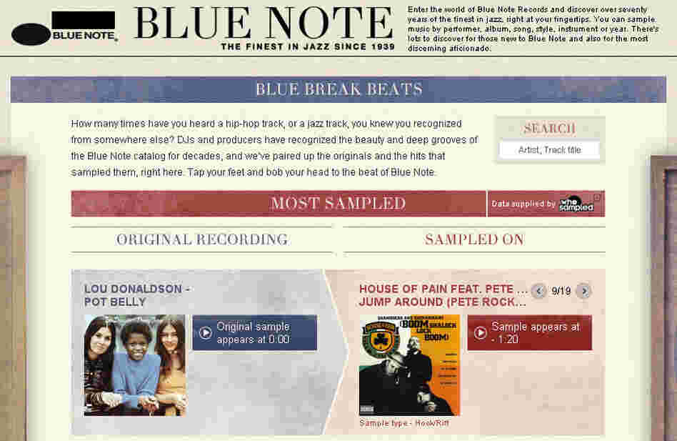 The Blue Break Beats section pairs Blue Note recordings with the songs in which they've been sampled. The Blue Break Beats section pairs Blue Note recordings with the songs in which they've been sampled.