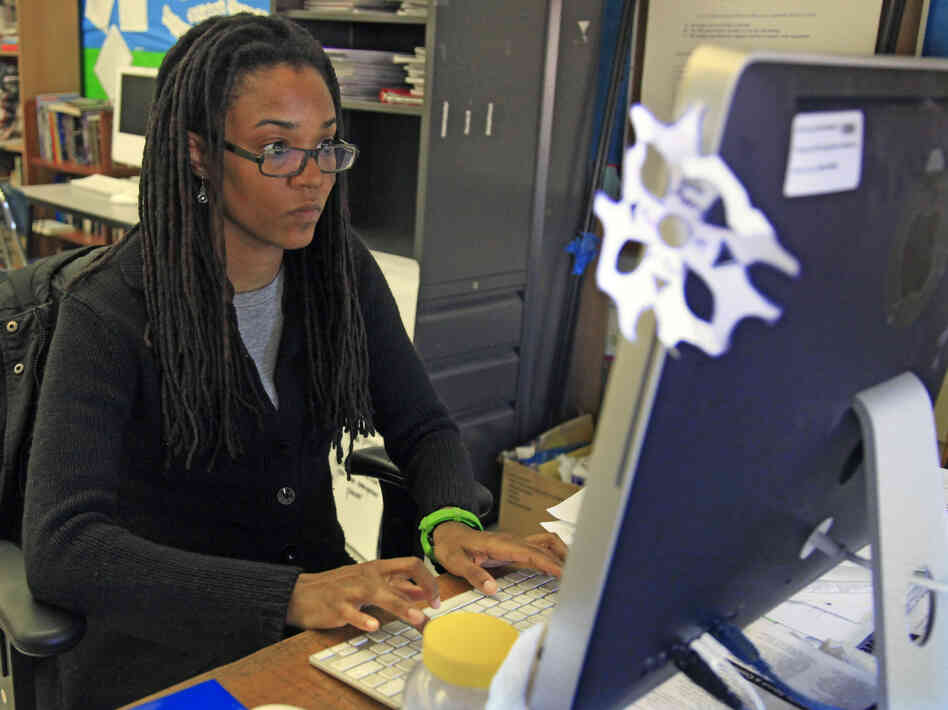 Nkomo Morris, a teacher at Brooklyn's Art and Media High School, stays in touch with current and former students through social media.