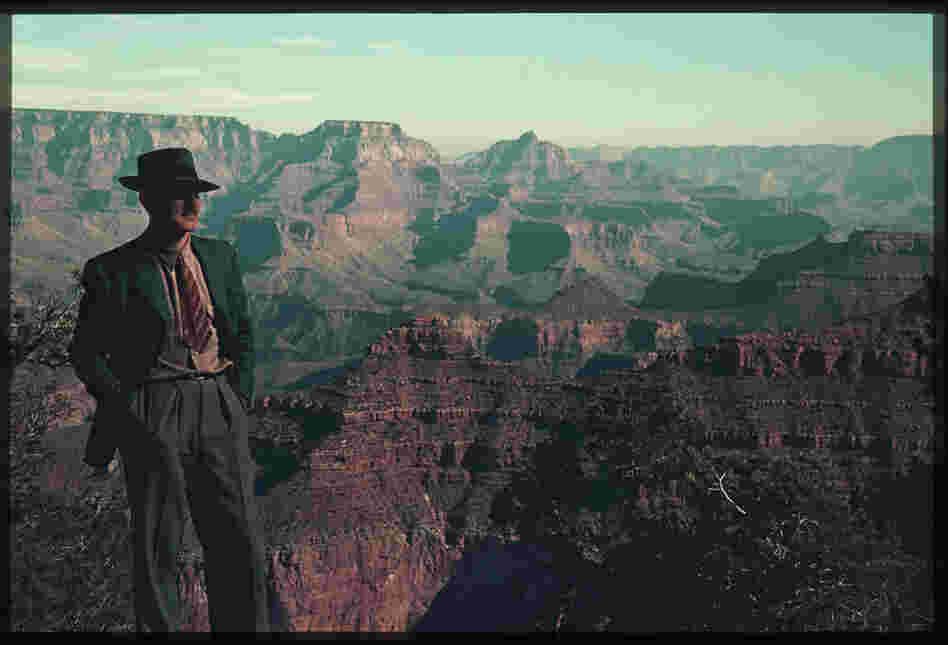 Charles W. Cushman gazes across the Grand Canyon in Arizona, November 1939