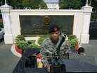 An armed police officer stood guard on a machine gun-mounted jeep outside the U.S. embassy in Manila, Philippines, amid warnings of a terrorist plot June 6, 2007. An armed police officer stood guard on a machine gun-mounted jeep outside the U.S. embassy in Manila, Philippines, amid warnings of a terrorist plot June 6, 2007.