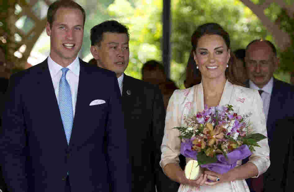 Catherine, Duchess of Cambridge and Prince William, Duke of Cambridge during their visit to Singapore Botanical Gardens on Tuesday.