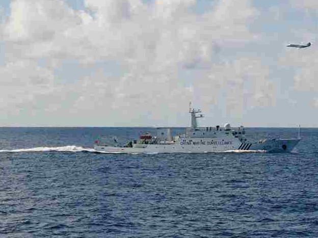 A Chinese surveillance ship near the disputed islands, called Senkaku in Japan and Diaoyu in China, in the East China Sea on Friday.